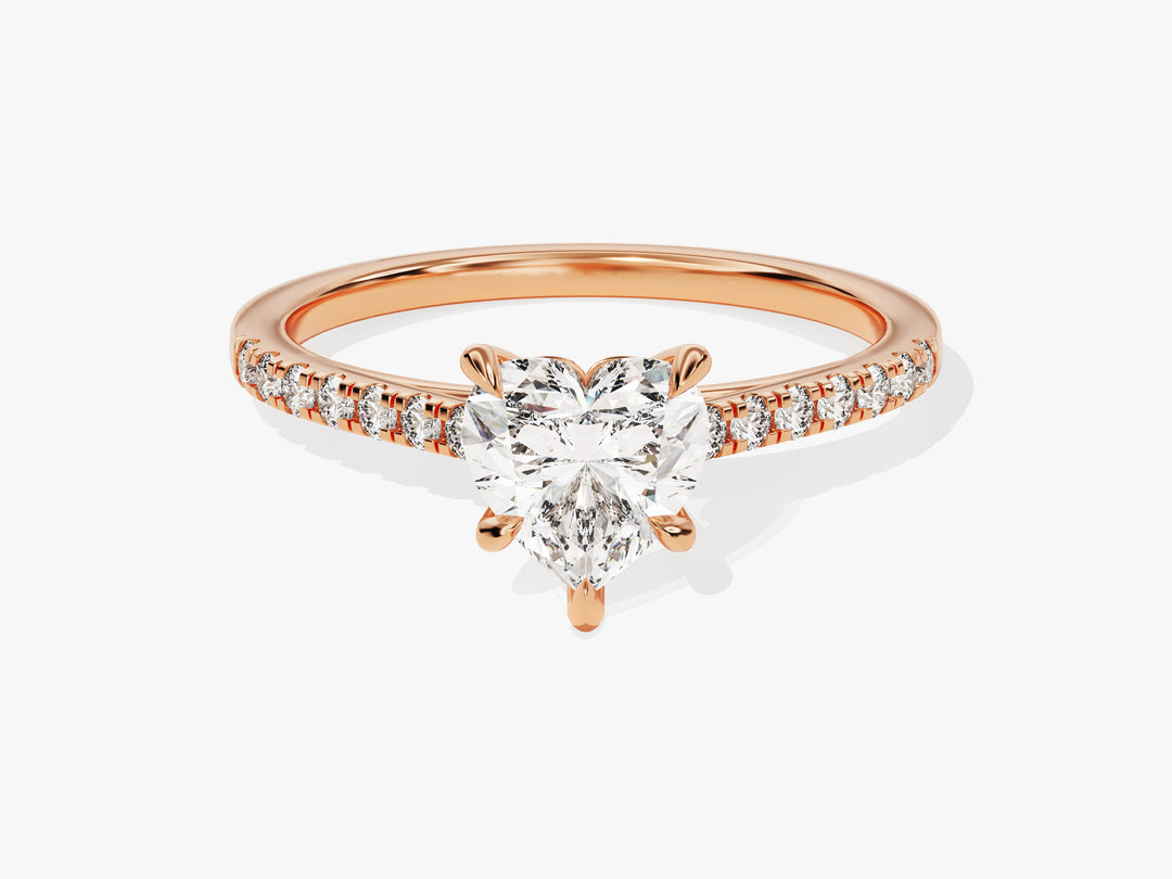 Heart Cut Moissanite Engagement Ring With Pave Set Side Stones (1.00 Ct)