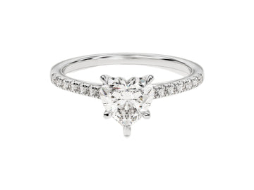 Heart Cut Moissanite Engagement Ring With Pave Set Side Stones (1.00 Ct)