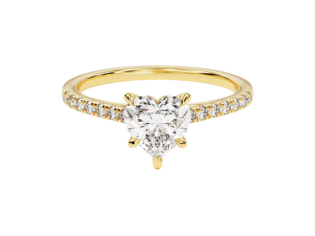 Heart Cut Moissanite Engagement Ring With Pave Set Side Stones (1.00 Ct)