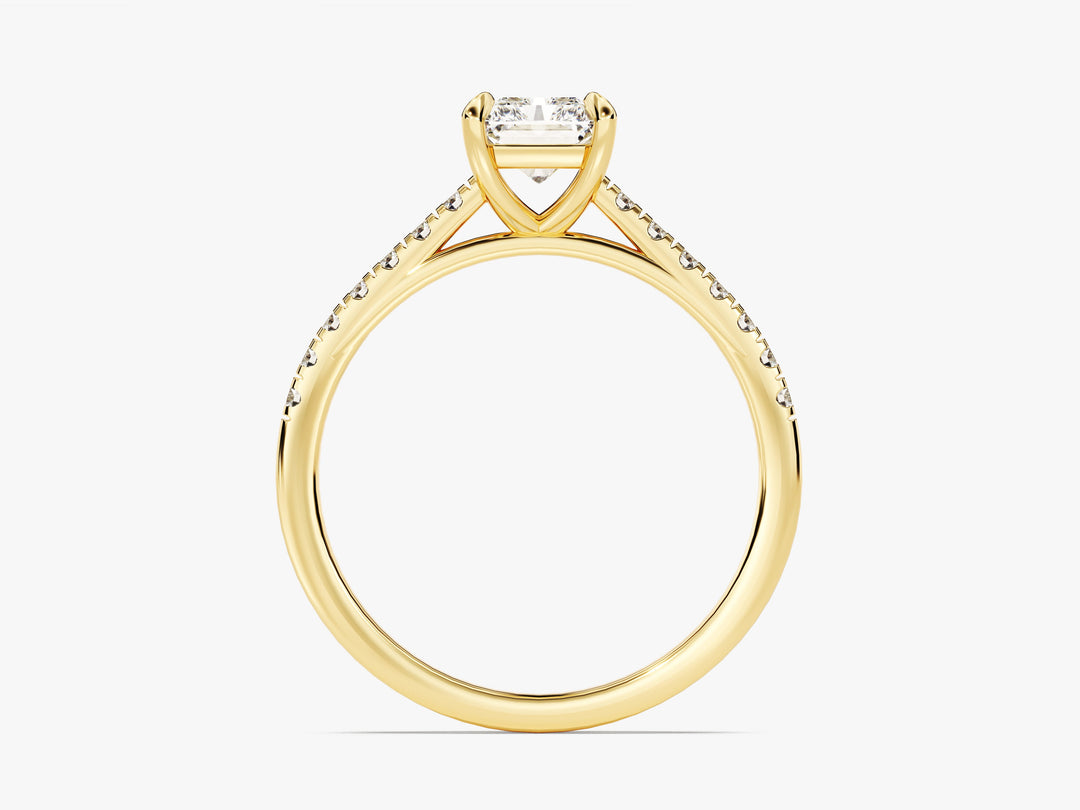 Radiant Cut Moissanite Engagement Ring With Pave Set Side Stones (1.00 Ct)