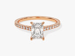 Load image into Gallery viewer, Radiant Cut Moissanite Engagement Ring With Pave Set Side Stones (1.00 Ct)
