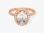 Load image into Gallery viewer, Oval Halo Moissanite Engagement Ring With Pave Set Side Stones (2.00 Ct)
