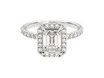 Load image into Gallery viewer, Emerald Halo Moissanite Engagement Ring With Pave Set Side Stones (1.00 Ct)
