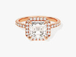 Load image into Gallery viewer, Asscher Halo Moissanite Engagement Ring With Pave Set Side Stones (2.00 Ct)
