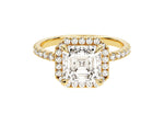 Load image into Gallery viewer, Asscher Halo Moissanite Engagement Ring With Pave Set Side Stones (2.00 Ct)
