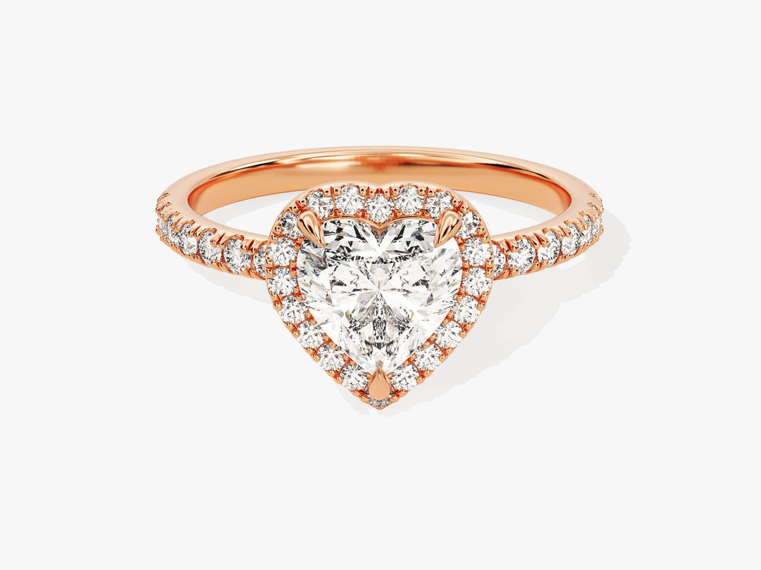 Heart Halo Moissanite Engagement Ring With Pave Set Side Stones (1.00 Ct)