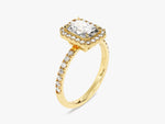 Load image into Gallery viewer, Radiant Halo Moissanite Engagement Ring With Pave Set Side Stones (1.00 Ct)
