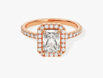 Load image into Gallery viewer, Radiant Halo Moissanite Engagement Ring With Pave Set Side Stones (1.00 Ct)
