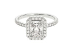 Load image into Gallery viewer, Radiant Halo Moissanite Engagement Ring With Pave Set Side Stones (1.00 Ct)
