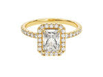 Load image into Gallery viewer, Radiant Halo Moissanite Engagement Ring With Pave Set Side Stones (1.00 Ct)
