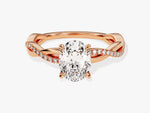 Load image into Gallery viewer, Oval Twisted Moissanite Engagement Ring With Pave Set Side Stones (1.50 Ct)
