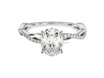 Load image into Gallery viewer, Oval Twisted Moissanite Engagement Ring With Pave Set Side Stones (1.50 Ct)
