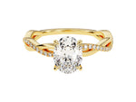 Load image into Gallery viewer, Oval Twisted Moissanite Engagement Ring With Pave Set Side Stones (1.50 Ct)
