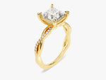 Load image into Gallery viewer, Princess Twisted Moissanite Engagement Ring With Pave Set Side Stones (2.00 Ct)
