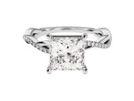 Load image into Gallery viewer, Princess Twisted Moissanite Engagement Ring With Pave Set Side Stones (2.00 Ct)
