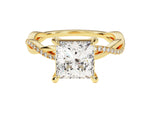 Load image into Gallery viewer, Princess Twisted Moissanite Engagement Ring With Pave Set Side Stones (2.00 Ct)
