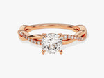 Load image into Gallery viewer, Cushion Twisted Moissanite Engagement Ring With Pave Set Side Stones (1.00 Ct)
