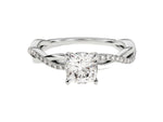 Load image into Gallery viewer, Cushion Twisted Moissanite Engagement Ring With Pave Set Side Stones (1.00 Ct)
