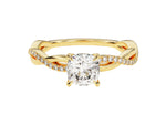 Load image into Gallery viewer, Cushion Twisted Moissanite Engagement Ring With Pave Set Side Stones (1.00 Ct)
