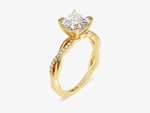 Load image into Gallery viewer, Asscher Twisted Moissanite Engagement Ring With Pave Set Side Stones (1.50 Ct)
