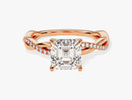 Load image into Gallery viewer, Asscher Twisted Moissanite Engagement Ring With Pave Set Side Stones (1.50 Ct)
