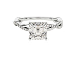 Load image into Gallery viewer, Asscher Twisted Moissanite Engagement Ring With Pave Set Side Stones (1.50 Ct)
