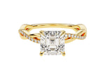 Load image into Gallery viewer, Asscher Twisted Moissanite Engagement Ring With Pave Set Side Stones (1.50 Ct)
