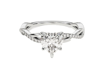 Heart Twisted Moissanite Engagement Ring With Pave Set Side Stones (1.00 Ct)