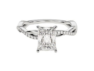 Radiant Twisted Moissanite Engagement Ring With Pave Set Side Stones (1.50 Ct)