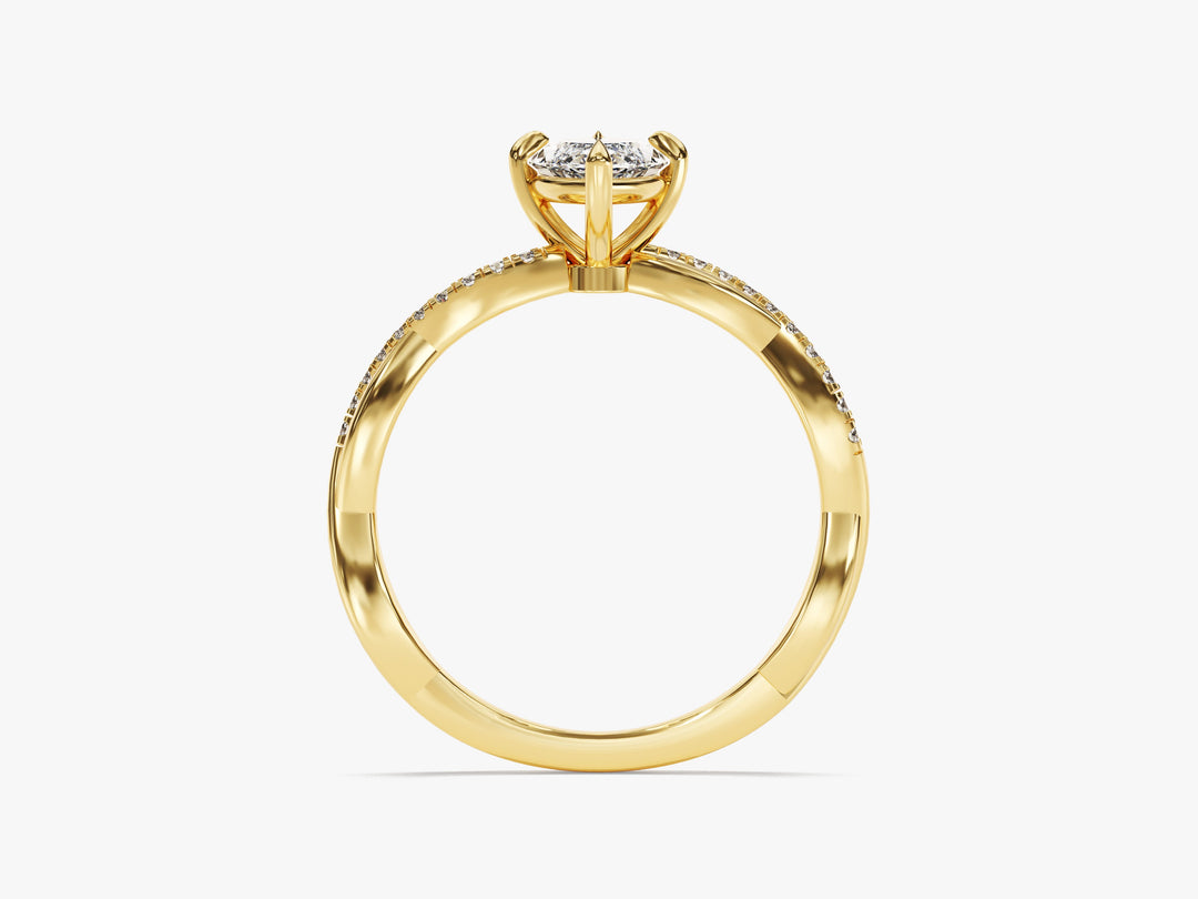 Marquise Twisted Moissanite Engagement Ring With Pave Set Side Stones (1.00 Ct)