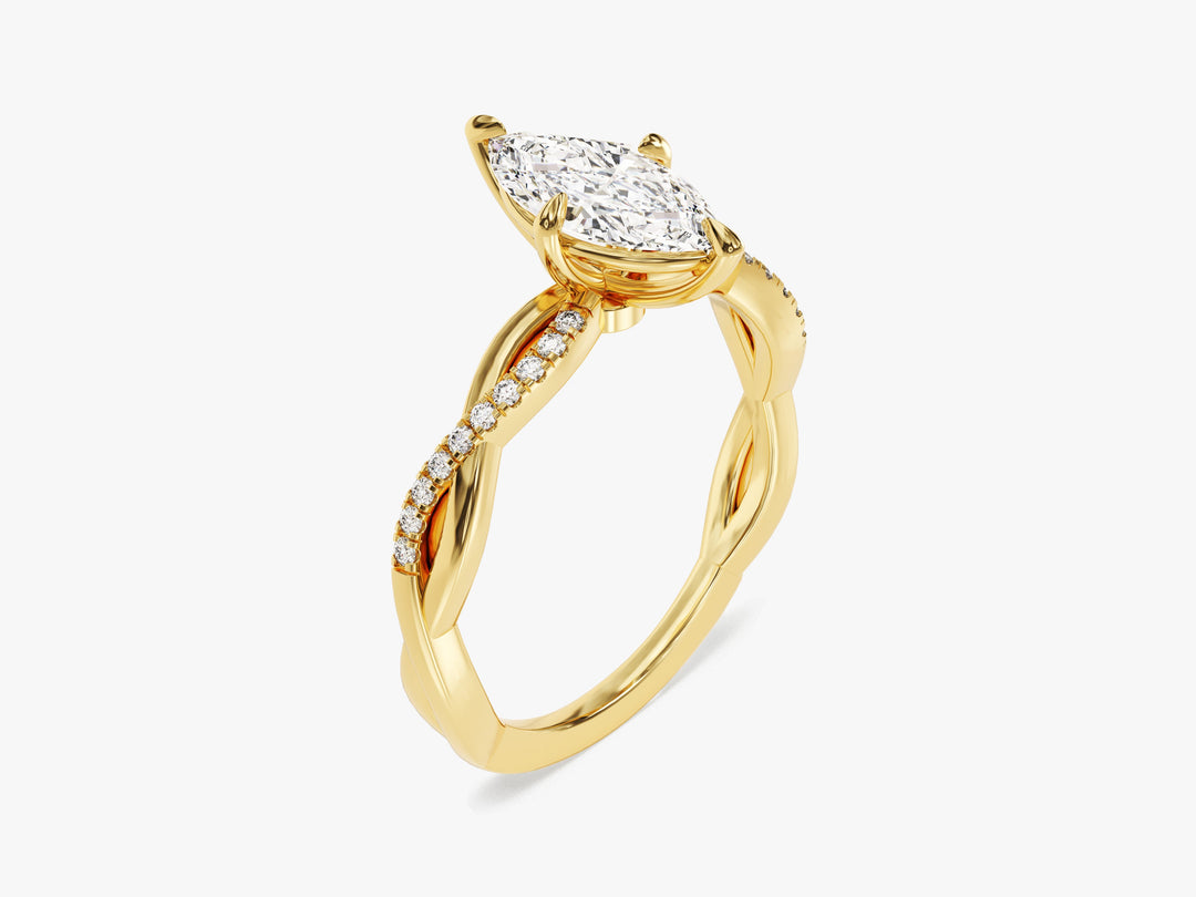 Marquise Twisted Moissanite Engagement Ring With Pave Set Side Stones (1.00 Ct)
