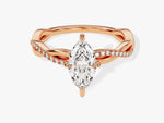 Load image into Gallery viewer, Marquise Twisted Moissanite Engagement Ring With Pave Set Side Stones (1.00 Ct)
