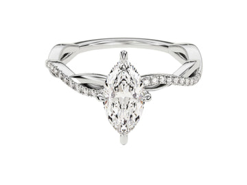 Marquise Twisted Moissanite Engagement Ring With Pave Set Side Stones (1.00 Ct)