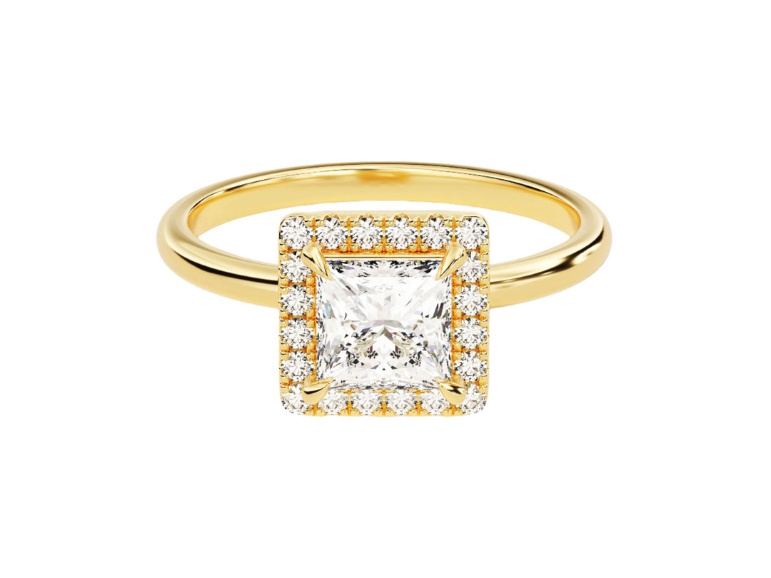 Princess Halo Moissanite Engagement Ring (1.00 Ct)