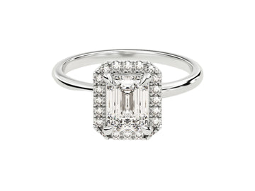 Emerald Halo Moissanite Engagement Ring (1.00 Ct)