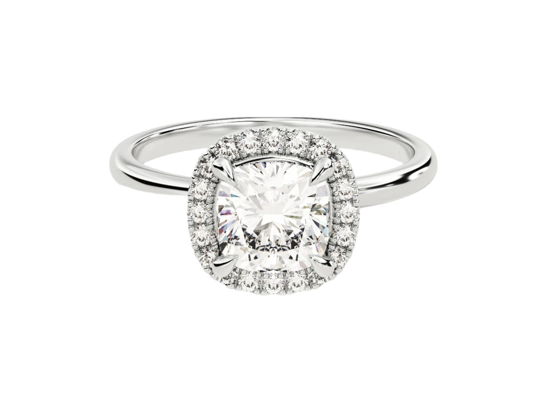 Cushion Halo Moissanite Engagement Ring (1.50 Ct)