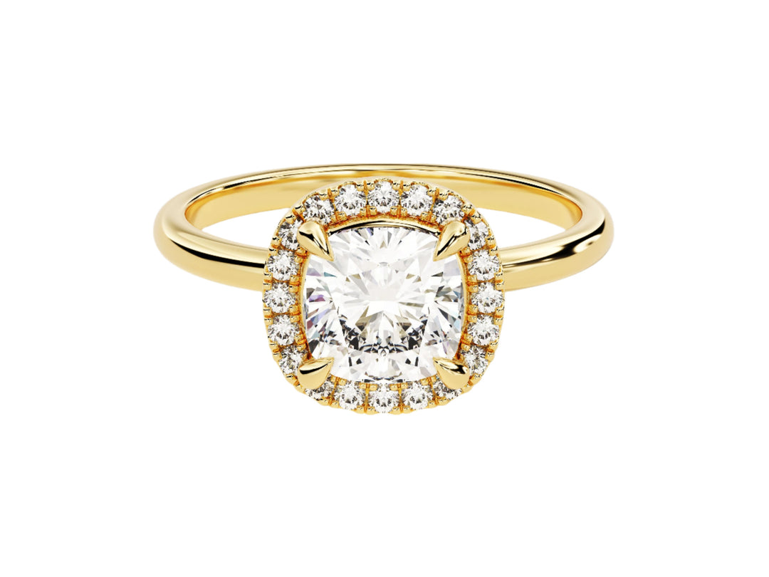 Cushion Halo Moissanite Engagement Ring (1.50 Ct)