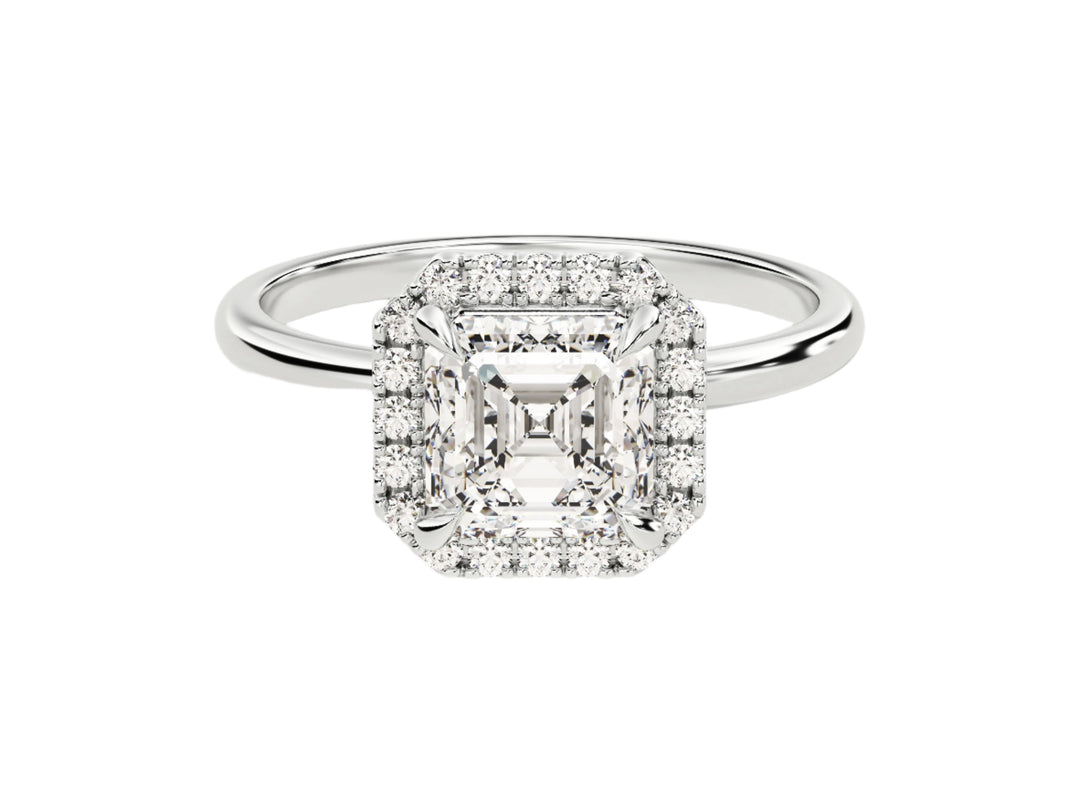 Asscher Halo Moissanite Engagement Ring (1.50 Ct)