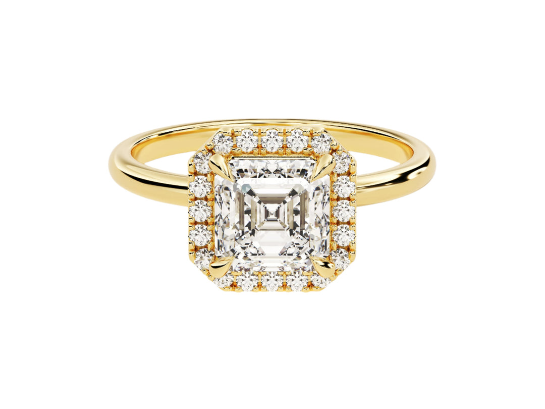 Asscher Halo Moissanite Engagement Ring (1.50 Ct)