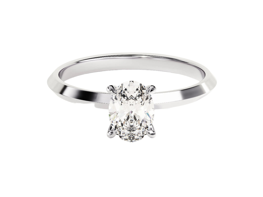 Knife Edge Oval Moissanite Engagement Ring (1.00 Ct)