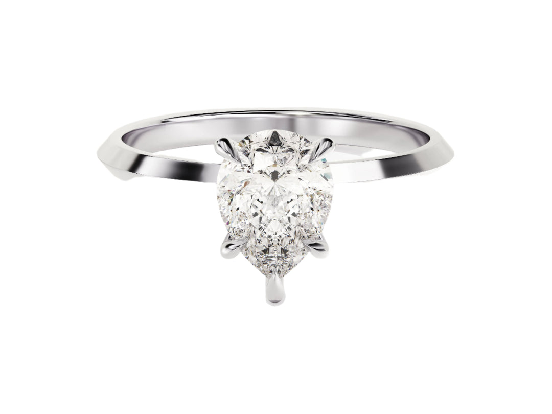 Knife Edge Pear Moissanite Engagement Ring (1.50 Ct)