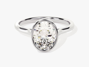 Bezel Oval Moissanite Engagement Ring (2.00 Ct)