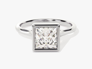 Bezel Princess Moissanite Engagement Ring (1.50 Ct)