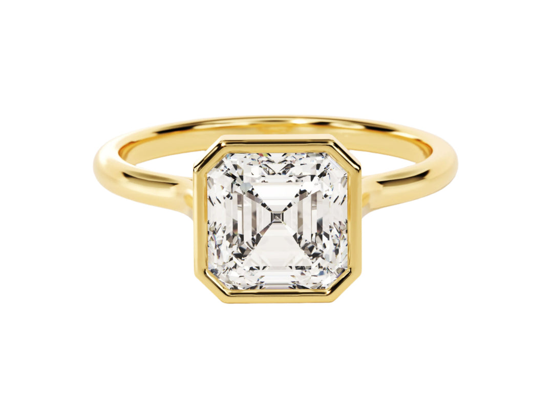 Bezel Asscher Moissanite Engagement Ring (2.00 Ct)