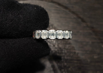 bezel set emerald cut moissanite ring​
