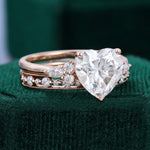 Load image into Gallery viewer, 2CT Heart Shaped Moissanite Bridal Set Half Eternity Wedding Ring Set
