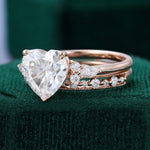 Load image into Gallery viewer, 2CT Heart Shaped Moissanite Bridal Set Half Eternity Wedding Ring Set
