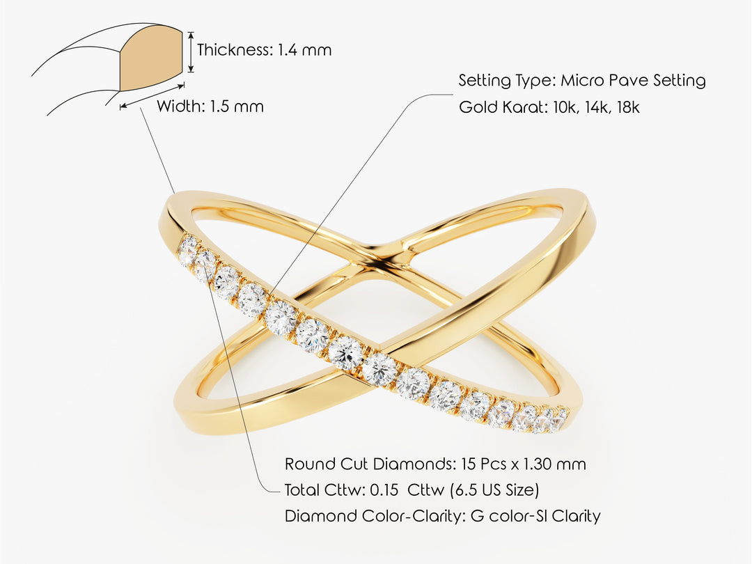 Halfway Set Criss Cross Moissanite Wedding Band