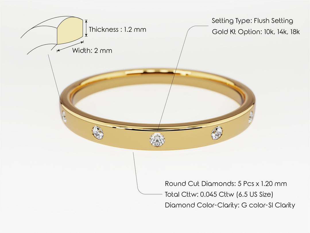 Flush Set Moissanite Wedding Band