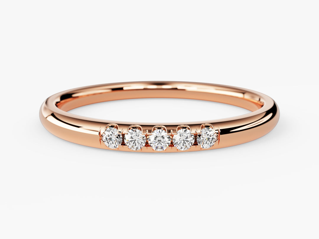 Minimalist Five-stone Moissanite Wedding Band